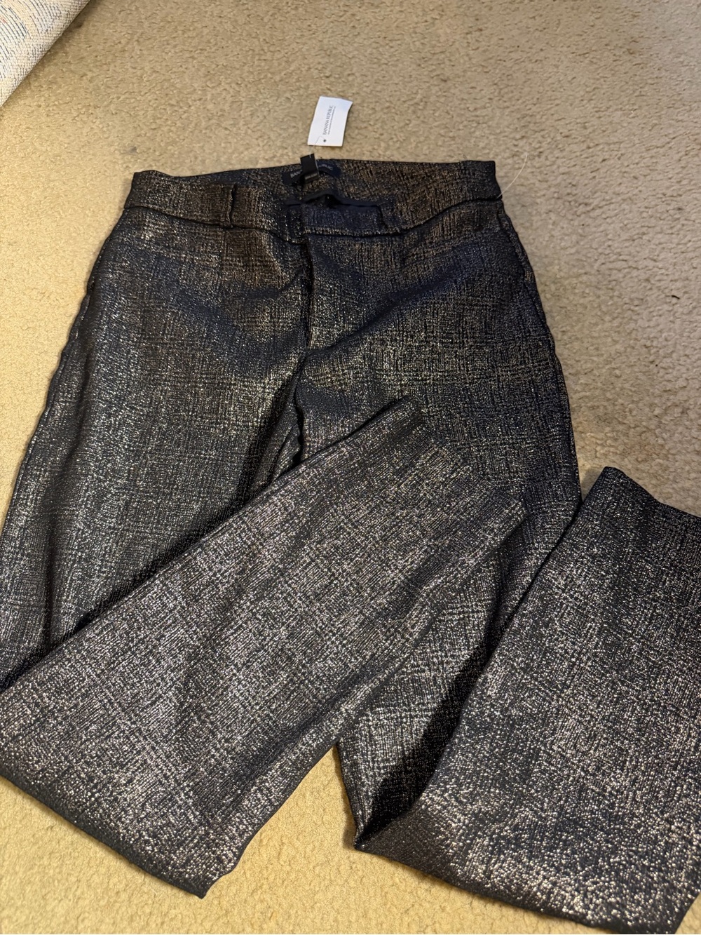 Banana Republic Sloan 4P Petite Metallic Gold Black Jacquard Pants Party